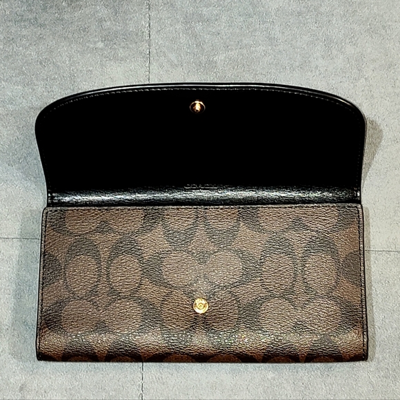 COACH SIGNATURE MONOGRAM TRI-FOLD LONG SNAP WALLET COATED CANVAS & LEATHER NWOT - Picture 15 of 15